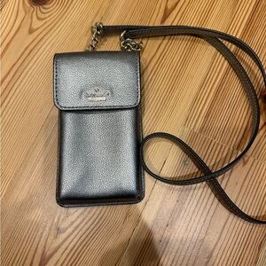 kate spade metallic silver phone crossbody